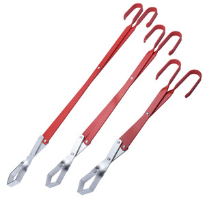Red Aluminum Charcoal Tongs 3 Piece Set Heat Resistant For Grilling BBQ Tools - Product Image 1