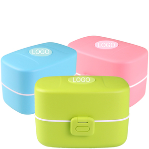 Eco Friendly Custom Lunch Box Wholesale PP <b>Plastic</b> Lunch Box 2 Layer Lunch Food <b>Containers</b> Microwave Safe - Product Image 5