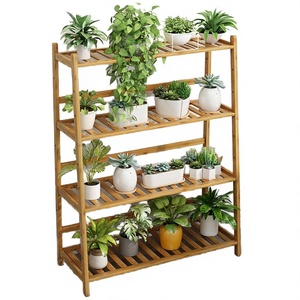 Eco-Friendly Natural Bamboo Floor Type Non-Folding Flower <b>Shoe</b> Rack Plant Stand for Kitchen Home Decoration - Product Image 4