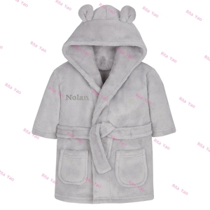 Peignoir de bain en coton éponge à capuche pour bébé avec broderie de nom, tissu uni, pour enfants, <span class=keywords><strong>garçon</strong></span> et fille, oreilles d'ours, peignoirs en éponge, pyjamas 2026 - Product Image 3