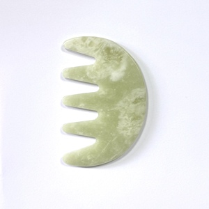 Milk Green Color Pure Xiuyu Jade Scalp Comb with Five Teeth for <b>Head</b> Care - Product Image 2