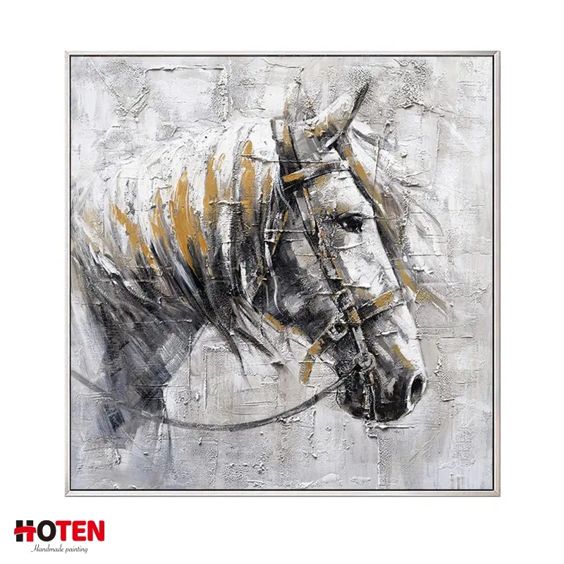 Arte de parede com grande tamanho animais para decoração, pintura abstrata de cavalo em tela