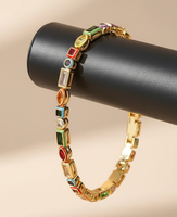 Z H Farbiges CZ Tennis-Armband Vergoldetes Messing Zirkon Trendiges Klassisches Geometrisches Unisex Modeschmuck Elegantes Statement-Accessoire