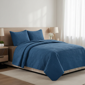 Juegos de edredón con patrón de hojas de lujo de microfibra, cubierta de cama acolchada ultrasónica, calidad preferida para bordado de boda, impermeable - Product Image 1