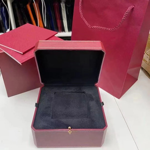 Luxury Designer Square red Watch Box Premium Wood Suede Wrist watch Gift Box JewelryStorage Case for Cartiar - Product Image 1