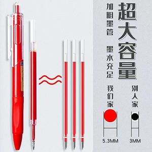 Stylo à bille rouge à pointe fine en acier inoxydable, fermeture à pression, corps en plastique durable pour la signature et la pratique de l'écriture - Product Image 4
