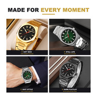 Stilvolle SKMEI 9397 Analoge Geschäftsuhr Massives Edelstahl-Armband 3ATM Wasserdicht Datumsanzeige Täglicher Gebrauch Herren-Armbanduhr