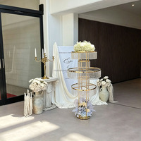 Centre de table de mariage 125 cm de haut, candélabre et lustre en métal acrylique doré sans éclairage, décoration de table pour événement festif