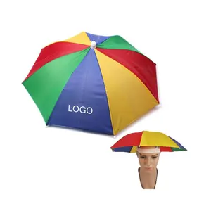 Atacado Adulto Personalizado Impresso Ao Ar Livre Colorido Chuva conveniente Cabeça Chapéu Guarda-chuva