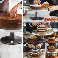 Dekorieren nachhaltiger Kuchen werkzeuge Kuchen-Plattenspieler Edelstahl Drehbarer rotierender Kuchen-Dekorations ständer mit rutsch festem Boden