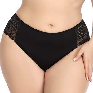 Ultra dünne Damen Sexy Wave Lace Seiten unterwäsche Low-Rise Solid Pattern Slips Plus Size 5XL Höschen Plain Dyed - Product Image 3