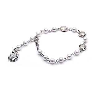 Pulsera con elementos de perlas y conchas, tamaño ajustable, joyería unisex, recuerdo - Product Image 1