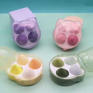 4 pièces doux violet jaune rose vert sans Latex maquillage mélangeur éponges ensemble lavable beauté du visage Application pinceaux de maquillage - Product Image 1