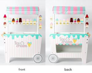 COMMIKI Chariot à glaces en bois pour enfants, <span class=keywords><strong>jouet</strong></span> d'imitation alimentaire, jeu <span class=keywords><strong>de</strong></span> partage pour tout-petits, cadeau éducatif parent-enfant - Product Image 3