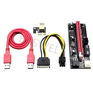 Nueva tarjeta vertical PCI-E 1X a 16X 4Pin 6Pin SATA Power USB 3,0 Cable