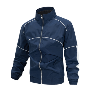 แจ็คเก็ตบอมเบอร์ผู้ชายสุดเทรนดี้ คอตั้ง สีพื้น ซิปแบบลำลอง กันลมสำหรับฤดูใบไม้ร่วง ผ้าฟลีซ โพลีเอสเตอร์ 100% ปรับแต่งได้ ทรงหลวม - Product Image 1