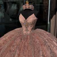 Robe de bal de Quinceañera rose moderne Mumuleo, grande taille, longueur au sol, avec sequins, nœud, dentelle, dos à lacets, taille naturelle, traîne longue