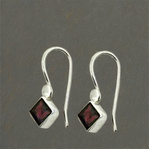 Art Palace 925 Silver <b>Garnet</b> Drop <b>Earrings</b> Geometric Bezel Set Classic Women's Jewelry Everyday Wear - Product Image 3