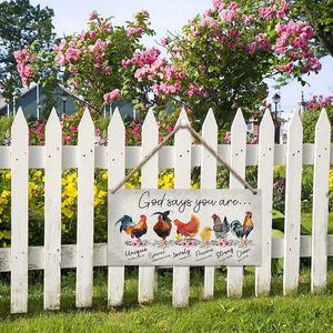 Adornos colgantes de madera para pared exterior, etiquetas decorativas de madera estilo granja, letreros con diseño de gallo. - Product Image 3