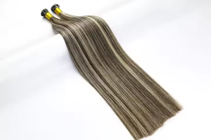 Meilleure Vente Usine – Extensions de Cheveux Vierges Européens Lisses, Brun Cendré avec Mèches Grises, Effet Naturel, 10-26 Pouces, Pointe I, Tendance - Product Image 3