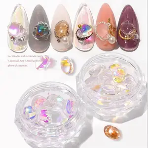 10 pièces boîte de pierres de cristal d'ongle brillantes professionnelles 3d Nail Art décoration bijoux Diy accessoires de manucure strass d'ongle chauds