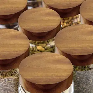 Wooden Mason Lid Screw Replacement Lids Wooden lids for jars Wide Mouth Glass