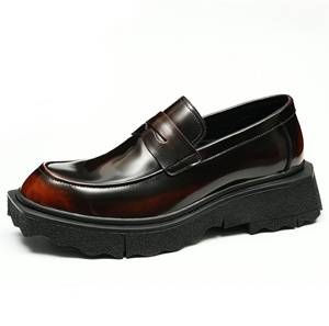 Men's Genuine Leather Floral Pattern Waterproof Lightweight <b>Flat</b> Formal Business Loafers Slip <b>Pointed</b> <b>Toe</b> British Buckle - Product Image 5