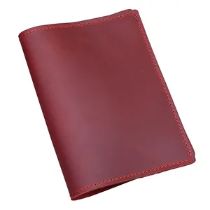 Hot Sale Printing Magazine Cover Handmade Stitching Line Genuine Leather Book Cover