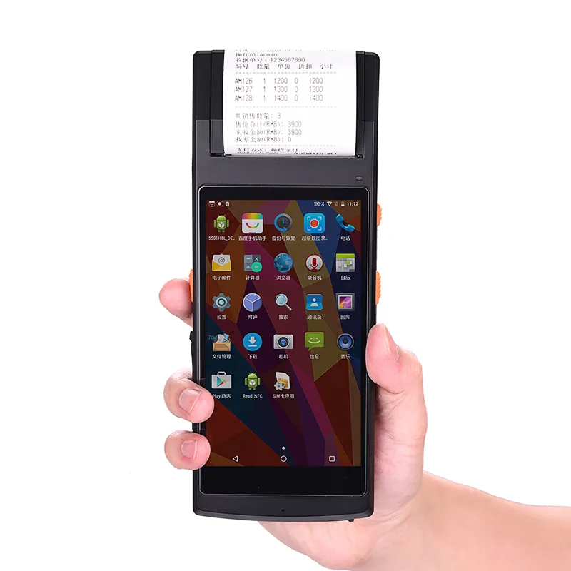 Proveedor Industrial móvil 4G teléfono inteligente GPS PDA Android de código de barras de mano PDA Terminal con impresora térmica
