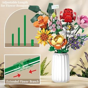 EPT Assembler 8 blocs de construction bouquet de fleurs en brique jouet avec rose - Product Image 4