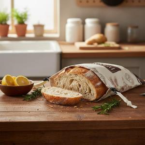 Sacchetti per Pane Personalizzati Riutilizzabili <span class=keywords><strong>in</strong></span> Cotone Cerato per Pane Fatto <span class=keywords><strong>in</strong></span> Casa, Sacchetti Antipolvere per Conservazione del Pane - Product Image 2