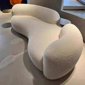 Nordic Modern White <strong>Boucle</strong> Curved Couch Fabric Upholstery Hot Dog Sofa <strong>Bean</strong> <strong>Bag</strong> Sofas for Reception Room for Living Room - Product Image 2