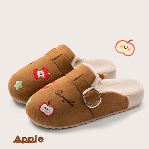 Chaussons personnalisés pour femmes, style <span class=keywords><strong>sabots</strong></span> à plateforme, en daim, broderie pomme, semelle épaisse, pour automne-hiver, vente en gros - Product Image 3