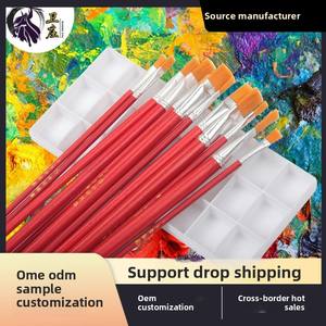 Juego de Pinceles Planos con Mango Rojo para Pintura al Óleo, con Pelo de Nylon, Compatibles con Acuarela y Acrílico - Product Image 3