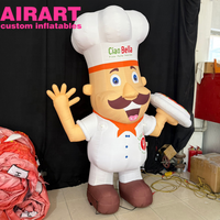 Décoration publicitaire gonflable Chef de cuisine de dessin animé, Personnage de chef pizzaiolo gonflable pour affichage