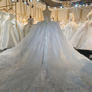 Vestidos de Novia de Lujo con Perlas, Sin Mangas, con Apliques Brillantes, Espalda Descubierta, Cola de Capilla, Estilo Sirena, LSML023 - Product Image 3