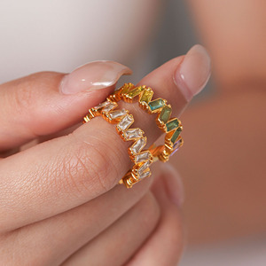 Anillo de Zirconia en Acero Inoxidable Resistente al Agua y al Deslustre, Color Duradero, para Mujer - Product Image 2