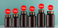 Vente en gros de flacons en plastique pour pilules pour animaux de compagnie, brun noir, 50 ml, 60 ml, 80 ml, 100 ml, 120 ml, 150 ml, 175 ml, 200 ml, 250 ml, 300 ml