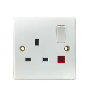 White Bakelite 13A Switched Socket With Neon Wall Switch Electrical Outlet