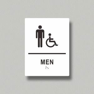 Letrero <span class=keywords><strong>de</strong></span> baño minimalista para hombres en Braille, diseño <span class=keywords><strong>de</strong></span> icono <span class=keywords><strong>de</strong></span> alta visibilidad para centros comerciales, estaciones <span class=keywords><strong>de</strong></span> tránsito, señalización <span class=keywords><strong>de</strong></span> inodoro inclusiva - Product Image 1