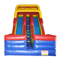 Grand trampoline gonflable double coloré d'extérieur avec toboggan sec, jeu de jungle, accessoires pour adultes et enfants