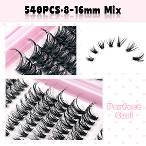 Lot de <span class=keywords><strong>600</strong></span> bouquets de cils en faux vison à longueurs mixtes spectaculaires, livre de 30 rangées, volume complet, cils moelleux pour extensions DIY, OEM - Product Image 2