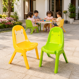 Chaise d'enfant en plastique PP moderne et écologique, bicolore, empilable, ergonomique, avec base pivotante, pour école, maternelle et crèche - Product Image 1