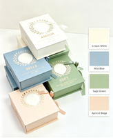 Boîte cadeau rigide carrée avec couvercle Ciel et Terre, en corde écologique recyclable, processus de bronzage, pour les fêtes