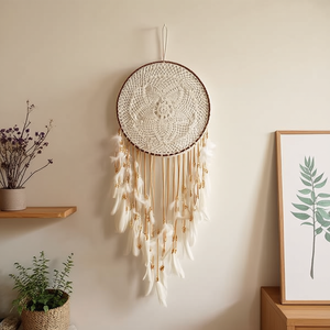 Acchiappasogni 40x120cm con Piume Bianche, Decorazione da Parete, Lampada Decorativa - Product Image 3