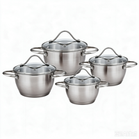 Ensemble de casseroles en acier inoxydable de qualité supérieure, antiadhésif, avec couvercles en verre, compatible avec les cuisinières à induction, à gaz et électriques, passe au lave-vaisselle