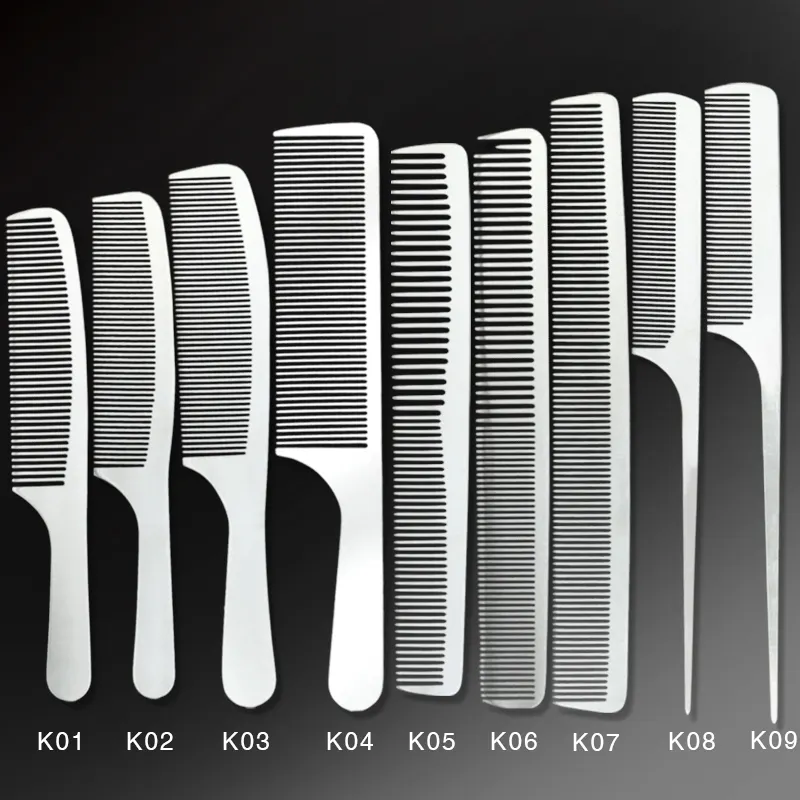 Source Factory Metal Hair Comb Steel Haircutting Combs Detangling Hairstyling Straightening Section Comb Barber Accessories