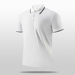 Polo de manga corta para hombre, informal, para golf y running, de secado rápido, con diseño de cuello a juego de colores, anti-bolitas, liso. - Product Image 1