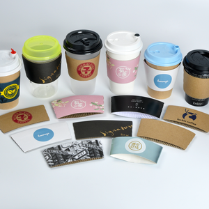 Mangas de taza de café de papel Kraft helado de bebida caliente negra desechable con aislamiento liso de marca con logotipo impreso personalizado - Product Image 2