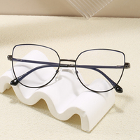 Lunettes de vue anti-lumière bleue BK T8038 Cat Eye pour femmes, monture en métal, protection UV400, lunettes optiques, or noir, tendance